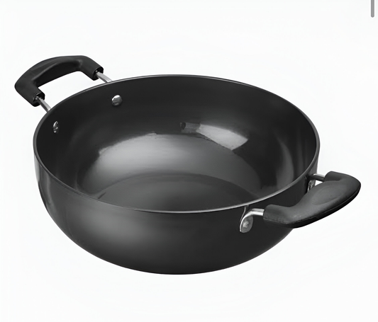 HARDANODISED ALUMINIUM KADAI WITH GLASS LID & INDUCTION BOTTOM COMPATIBLE